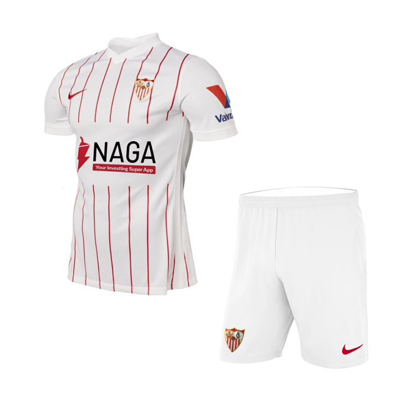 Kids Sevilla 2021/22 Home Soccer Kits Shirt With Shorts